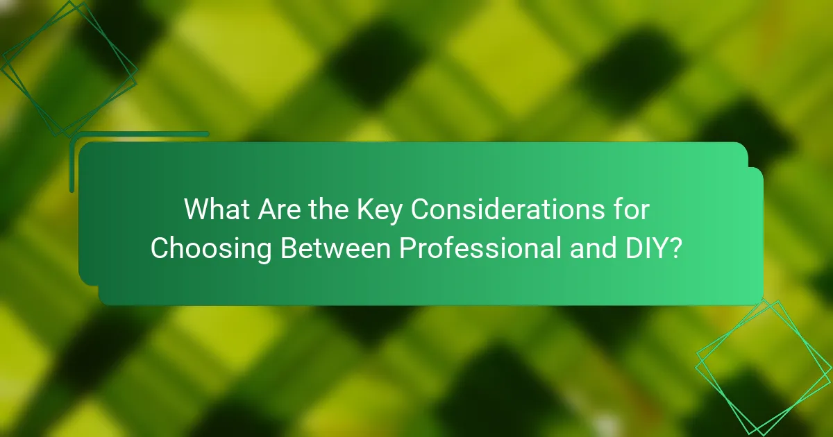 What Are the Key Considerations for Choosing Between Professional and DIY?